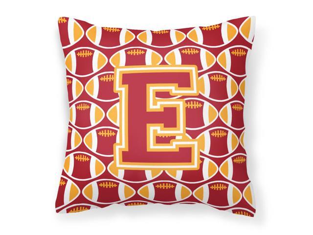 Letter E Football Cardinal and Gold Fabric Decorative Pillow CJ1070-EPW1414