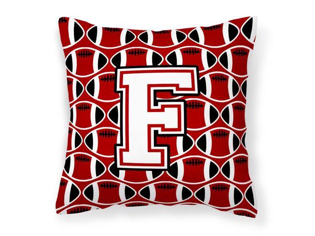 Letter F Football Cardinal and White Fabric Decorative Pillow CJ1082-FPW1414