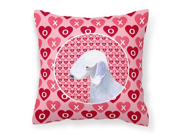 Bedlington Terrier Hearts Love and Valentine's Day Portrait Fabric Decorative Pillow SS4483PW1414