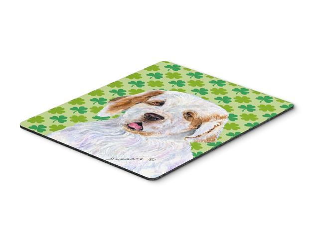 Clumber Spaniel St Patrick's Day Shamrock Mouse Pad Hot Pad or Trivet
