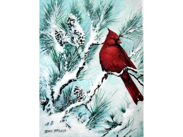 Winter's Glory Redbird 1 Northern Cardinal Flag Garden Size PJC1057GF