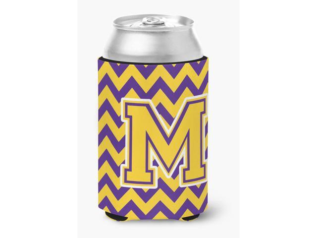 Letter M Chevron Purple and Gold Can or Bottle Hugger CJ1041-MCC