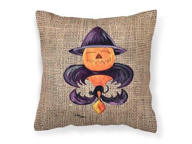 Halloween Pumpkin Bat Fleur de lis Decorative Canvas Fabric Pillow