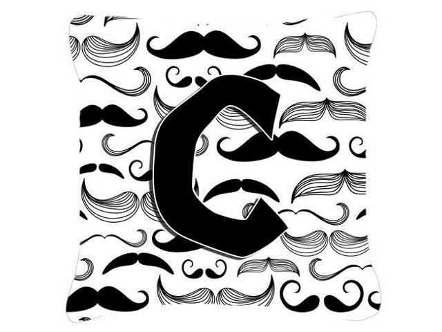 Letter C Moustache Initial Canvas Fabric Decorative Pillow CJ2009-CPW1818