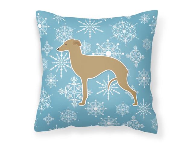 Winter Snowflake Italian Greyhound Fabric Decorative Pillow BB3514PW1818