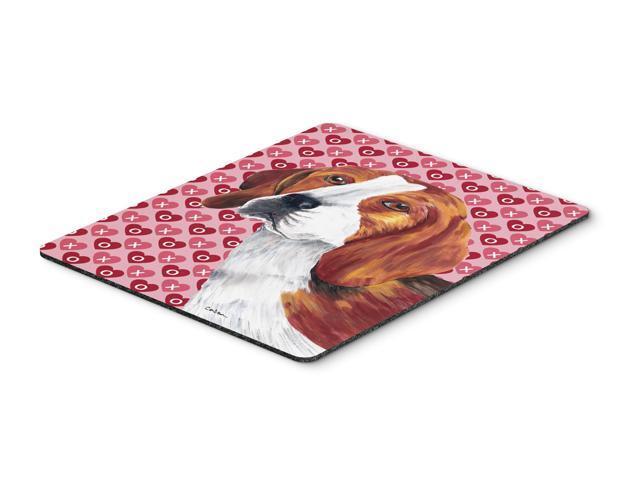 Beagle Hearts Love and Valentine's Day Portrait Mouse Pad Hot Pad or Trivet