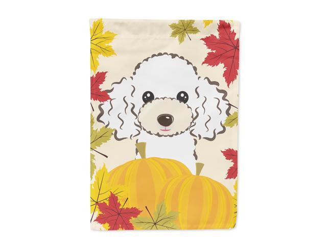White Poodle Thanksgiving Flag Canvas House Size BB2063CHF