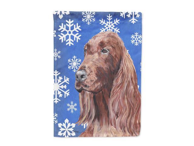 Irish Setter Blue Snowflake Winter Flag Canvas House Size