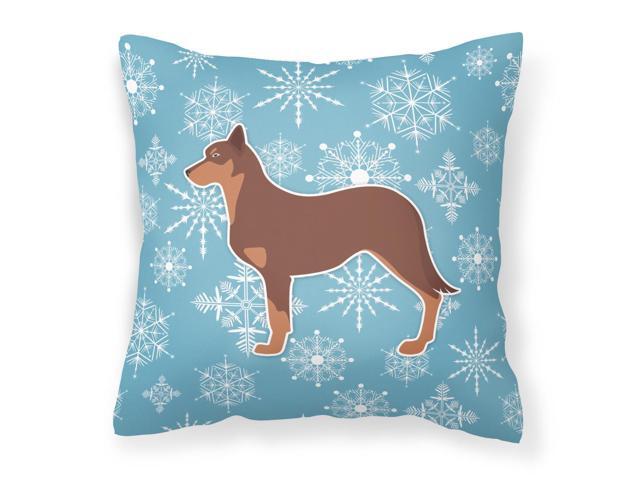 Winter Snowflake Australian Kelpie Dog Fabric Decorative Pillow BB3529PW1414