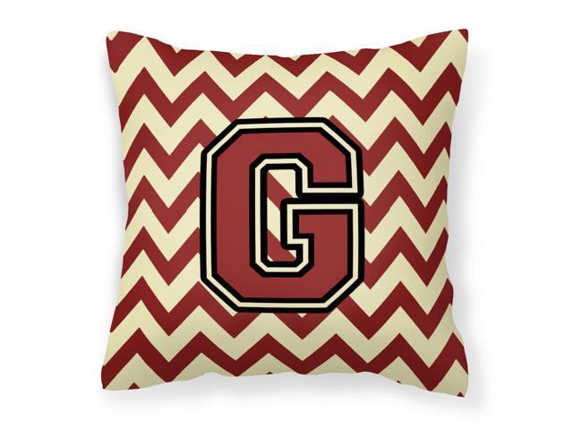 Letter G Chevron Maroon and Gold Fabric Decorative Pillow CJ1061-GPW1414