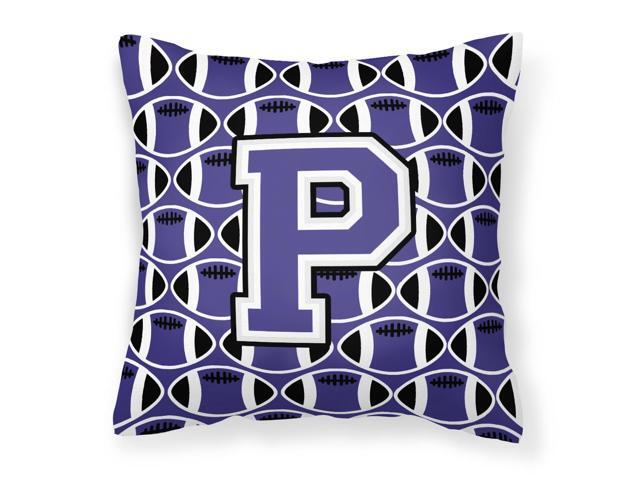 Letter P Football Purple and White Fabric Decorative Pillow CJ1068-PPW1414