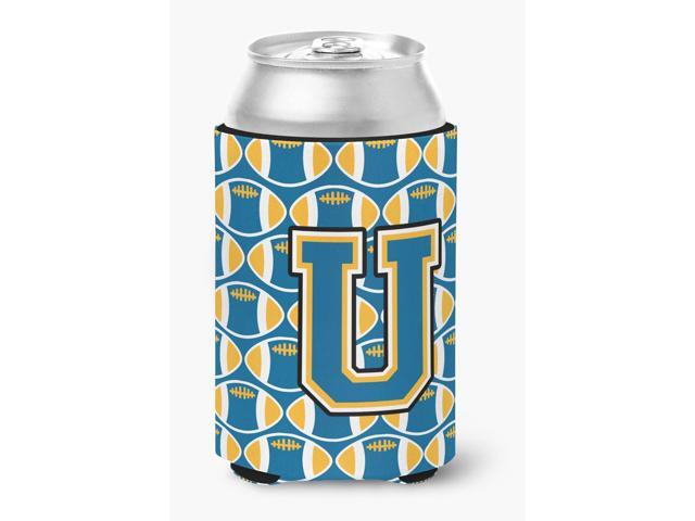 Letter U Football Blue and Gold Can or Bottle Hugger CJ1077-UCC
