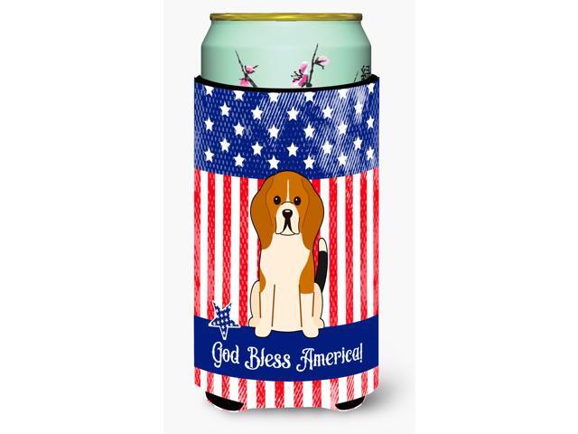 Patriotic USA Beagle Tricolor Tall Boy Beverage Insulator Hugger BB3035TBC