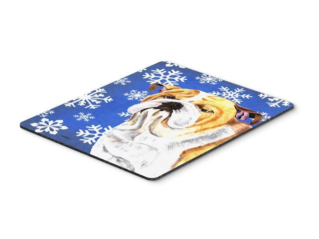 Bulldog English Winter Snowflakes Holiday Mouse Pad Hot Pad or Trivet