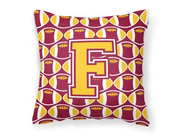 Letter F Football Maroon and Gold Fabric Decorative Pillow CJ1081-FPW1414