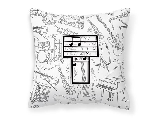Letter T Musical Note Letters Canvas Fabric Decorative Pillow CJ2007-TPW1414