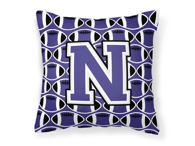 Letter N Football Purple and White Fabric Decorative Pillow CJ1068-NPW1414