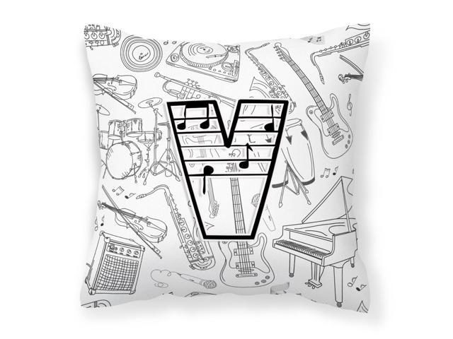 Letter V Musical Note Letters Canvas Fabric Decorative Pillow CJ2007-VPW1414