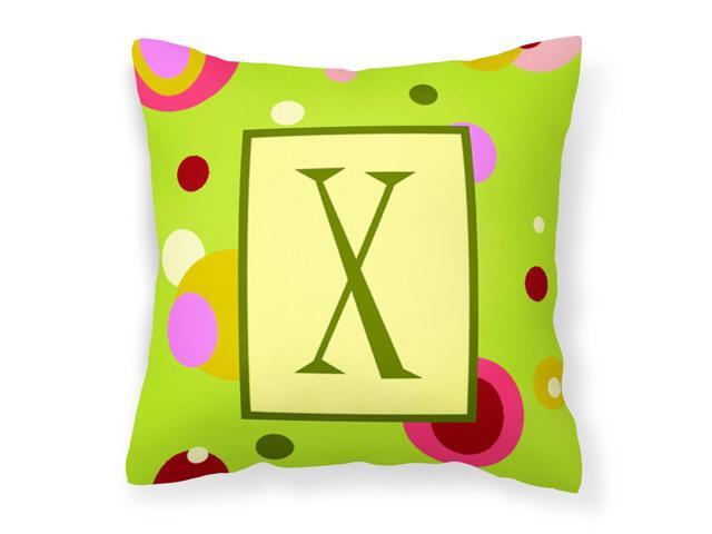 Letter X Initial Monogram - Green Decorative Canvas Fabric Pillow