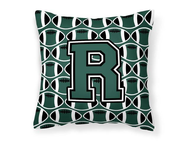Letter R Football Green and White Fabric Decorative Pillow CJ1071-RPW1414