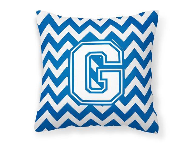 Letter G Chevron Blue and White Fabric Decorative Pillow CJ1045-GPW1414