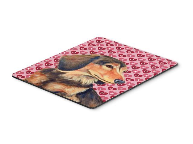 Dachshund Hearts Love and Valentine's Day Portrait Mouse Pad Hot Pad or Trivet