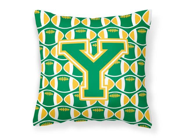 Letter Y Football Green and Gold Fabric Decorative Pillow CJ1069-YPW1414