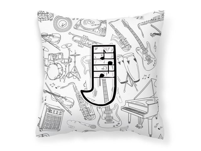 Letter J Musical Note Letters Canvas Fabric Decorative Pillow CJ2007-JPW1414