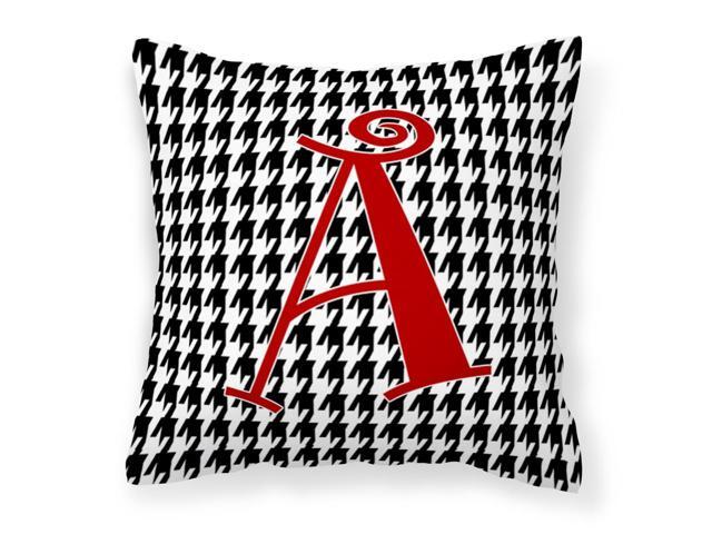 Letter A Monogram - Black White Houndstooth Fabric Decorative Pillow CJ1035-APW1414