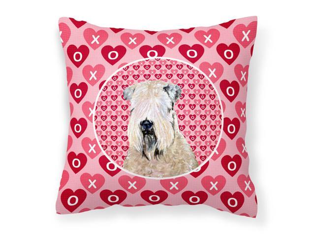 Wheaten Terrier Soft Coated Hearts Love Valentine's Fabric Decorative Pillow SS4493PW1414