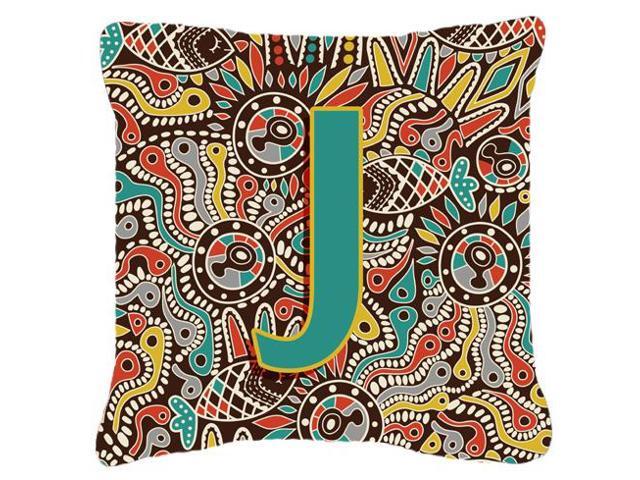 Letter J Retro Tribal Alphabet Initial Canvas Fabric Decorative Pillow CJ2013-JPW1818