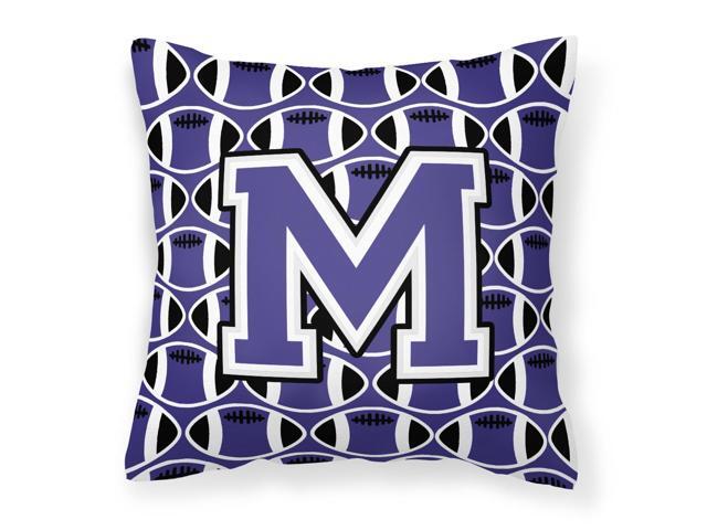 Letter M Football Purple and White Fabric Decorative Pillow CJ1068-MPW1414