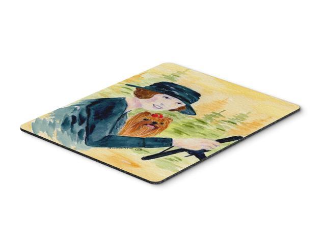 Lady driving with her Yorkie Mouse Pad Hot Pad or Trivet
