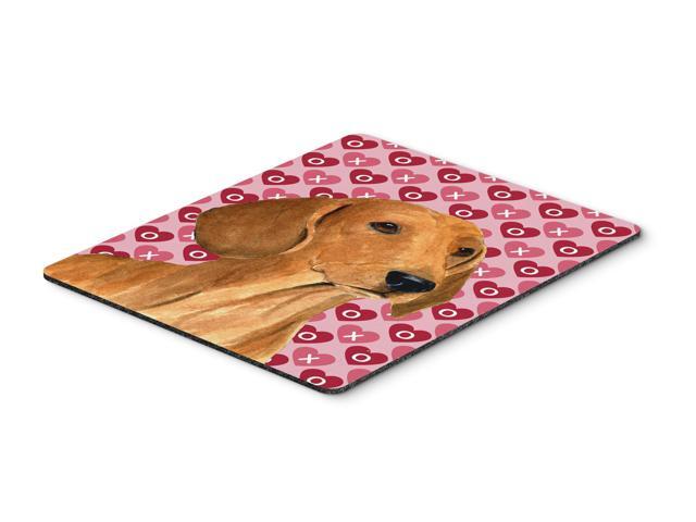 Dachshund Hearts Love and Valentine's Day Portrait Mouse Pad Hot Pad or Trivet
