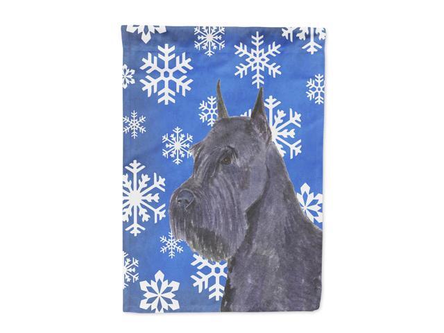 Schnauzer Winter Snowflakes Holiday Flag Canvas House Size