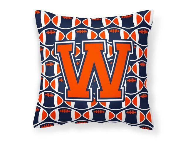 Letter W Football Orange Blue and white Fabric Decorative Pillow CJ1066-WPW1414
