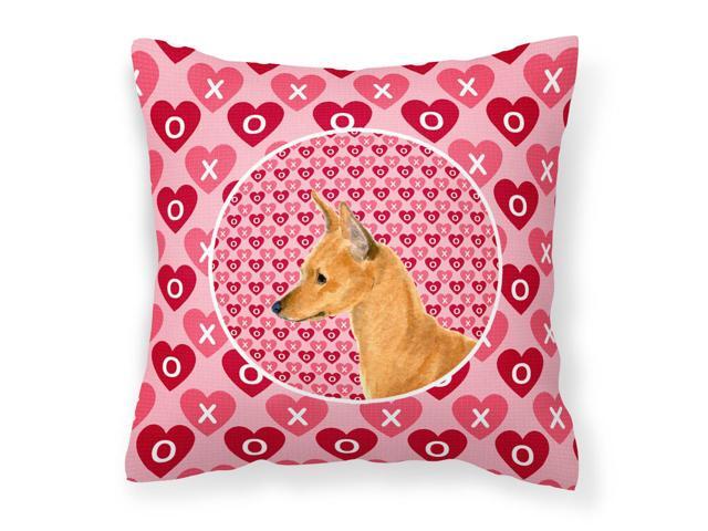 Min Pin Hearts Love and Valentine's Day Portrait Fabric Decorative Pillow SS4466PW1414