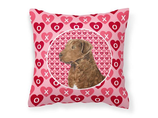 Chesapeake Bay Retriever Hearts Love and Valentine's Day Fabric Decorative Pillow SS4531PW1414
