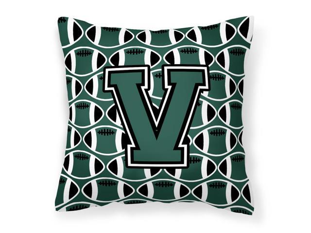 Letter V Football Green and White Fabric Decorative Pillow CJ1071-VPW1414