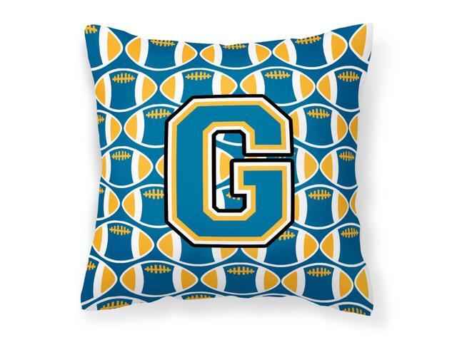 Letter G Football Blue and Gold Fabric Decorative Pillow CJ1077-GPW1414