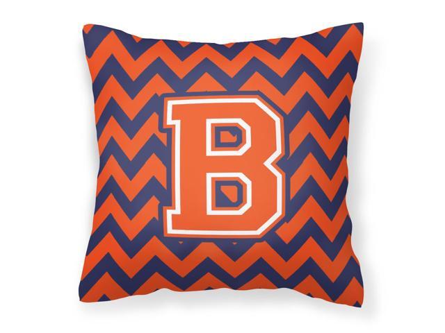 Letter B Chevron Orange and Blue Fabric Decorative Pillow CJ1042-BPW1414