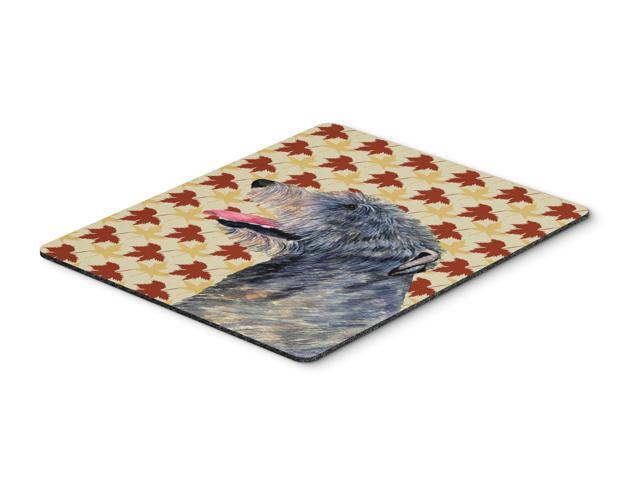Irish Wolfhound Fall Leaves Portrait Mouse Pad Hot Pad or Trivet