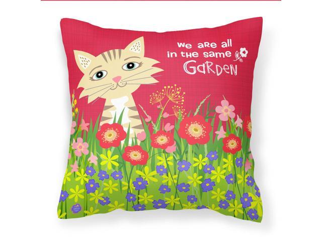 Garden Cat Fabric Decorative Pillow VHA3009PW1414