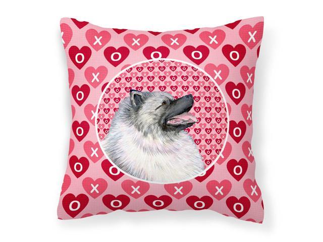 Keeshond Hearts Love and Valentine's Day Portrait Fabric Decorative Pillow SS4488PW1414