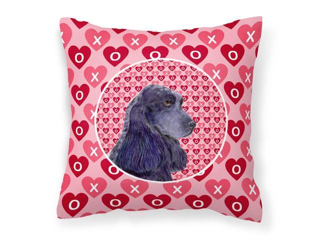 Black Cocker Spaniel Hearts Love Valentine's Day Fabric Decorative Pillow SS4471PW1414