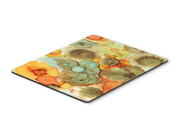 Abstract Flowers Teal and Orange Mouse Pad Hot Pad or Trivet 8969MP