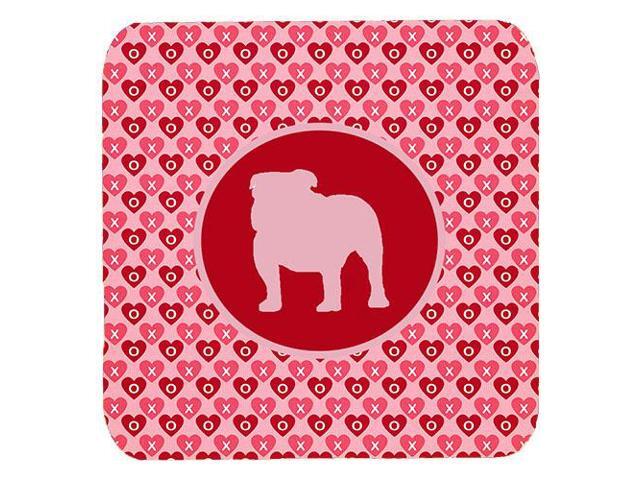 Set of 4 Bulldog Valentine Hearts Foam Coasters