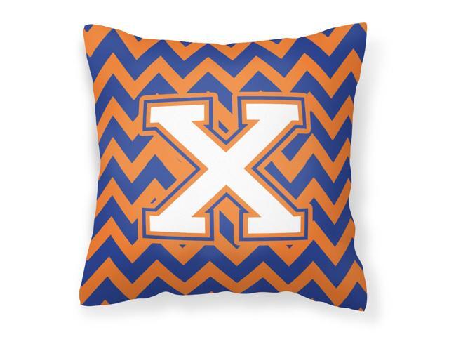 Letter X Chevron Blue and Orange #3 Fabric Decorative Pillow CJ1060-XPW1414