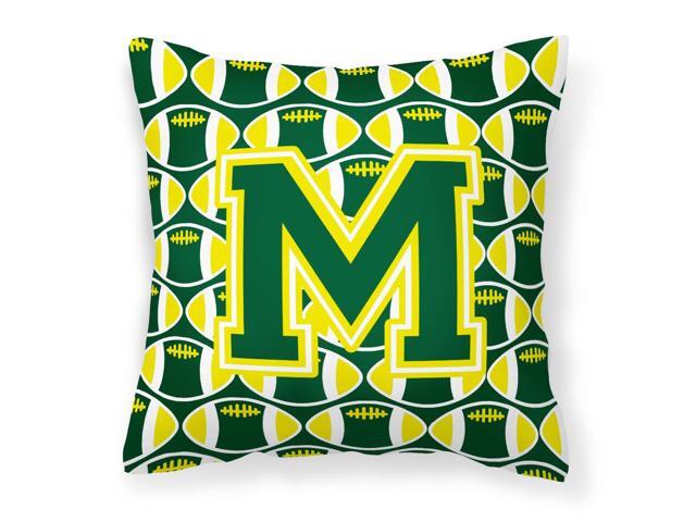 Letter M Football Green and Yellow Fabric Decorative Pillow CJ1075-MPW1414