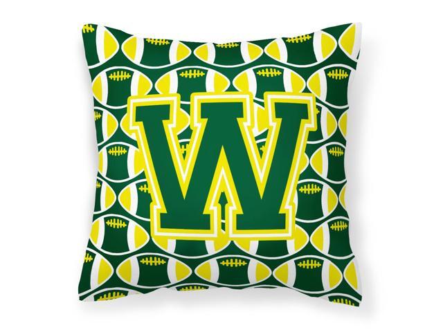 Letter W Football Green and Yellow Fabric Decorative Pillow CJ1075-WPW1414